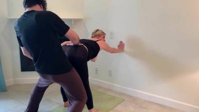 Stepson helps stepmom with yoga and stretches her pussy1 on adultfans.net
