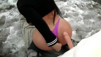 Korina Kova Snowman Outdoors Public Dildo Doggy Fucking Porn on adultfans.net