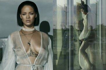Rihanna Bikini Sheer Robe Nip Slip Photos  - Barbados on adultfans.net
