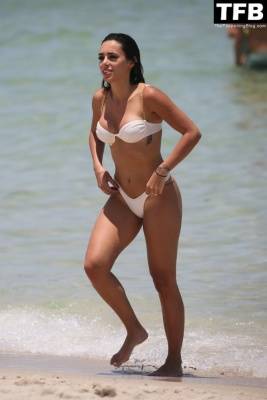 Bruna Biancardi Looks Hot in a White Bikini on the Beach in Miami on adultfans.net