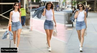Leggy Barbara Palvin Looks Sexy in a White Top on a Walk in NYC on adultfans.net