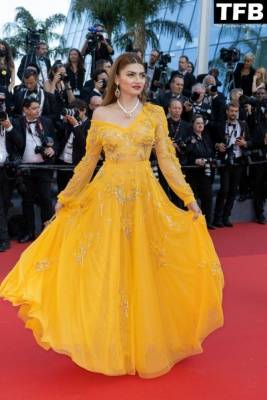 Blanca Blanco Looks Hot in a See-Through Yellow Dress at the 75th Annual Cannes Film Festival on adultfans.net