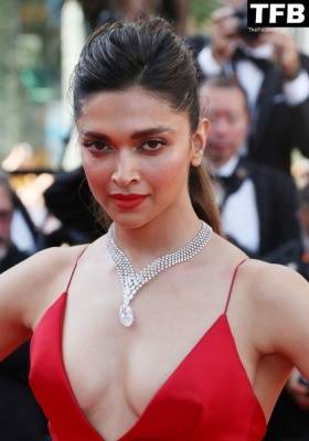 Deepika Padukone Looks Beautiful in a Red Dress During the 75th Annual Cannes Film Festival on adultfans.net