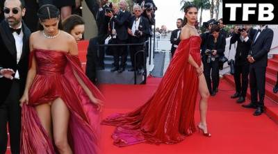 Sara Sampaio Displays Her Sexy Legs & Underwear at the 75th Annual Cannes Film Festival on adultfans.net