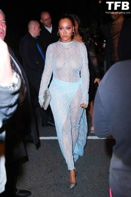 La La Anthony Steps Out in a Lace See-Through Dress for a Met Gala After-Party on adultfans.net