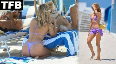 Kimberley Garner Has a Family Day on the Beach in Miami on adultfans.net