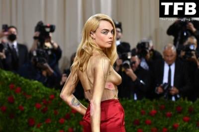 Braless Cara Delevingne Wows on the Red Carpet at The 2022 Met Gala in NYC on adultfans.net
