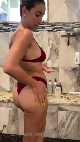 Christina Khalil Nude Shower Bikini Striptease Video  on adultfans.net