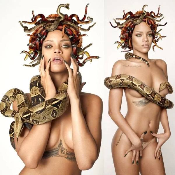 Rihanna Snake Photoshoot Nude Photos  on adultfans.net