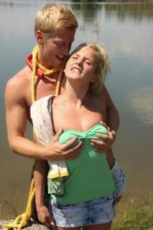 Hot blonde girlfriend gets peeled and poked doggystyle with outdoor cum facial on adultfans.net