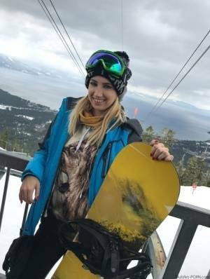 Blonde teens with nice smiles Kristen Scott & Sierra Nicole take to ski slopes on adultfans.net