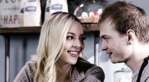 Young blonde Lily Larimar has sex with a guy while they're working in cafe on adultfans.net
