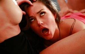 Gorgeous Brunette pornstars enjoy a threesome hardcore fucking on adultfans.net