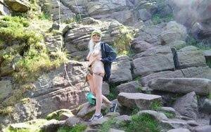 Blonde amateur Barby Slut sucks on a cock after a day of rock climbing on adultfans.net