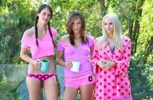 Real life lesbians have a threesome after downing their morning coffee on adultfans.net