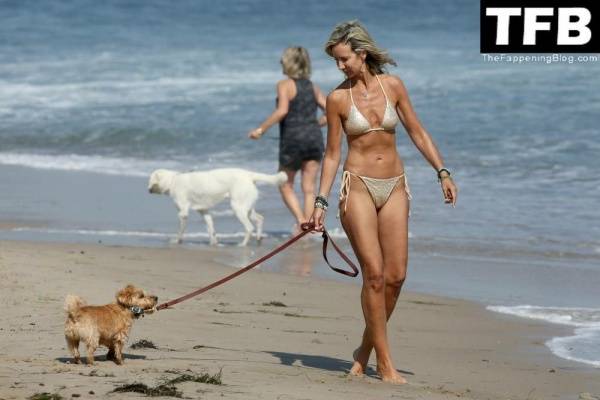 Lady Victoria Hervey Takes Her Norfolk Terrier D 19Artagnan For Beach Stroll in Malibu on adultfans.net