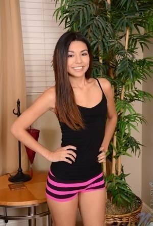 Sweet Latina teen Serena Torres pleases her bald snatch with a vibrator on adultfans.net