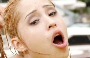 Young Latina slut Goldie Ortiz taking cumshot in mouth outdoors on adultfans.net