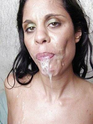 Jizz starving latina slut Melissa Rey receives double facial cumshot on adultfans.net