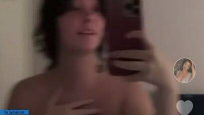 Unadorned fat girl NSFW TikTok takes selfies topless with pierced nipples on adultfans.net