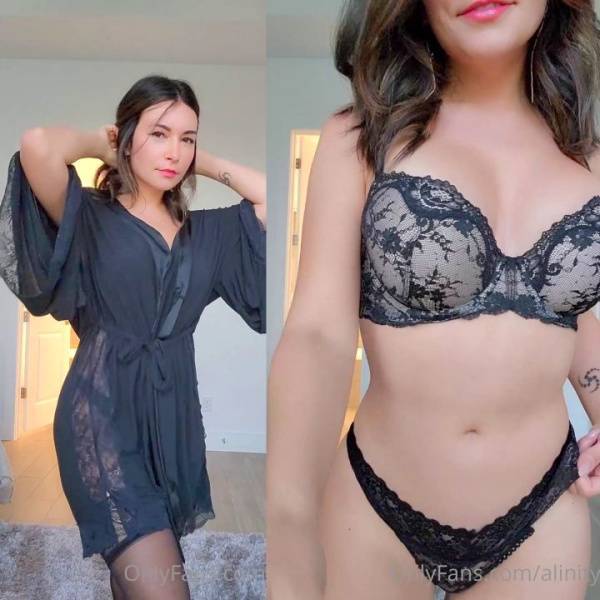 Alinity Black Lace Robe Strip Tease Onlyfans Video Leaked on adultfans.net