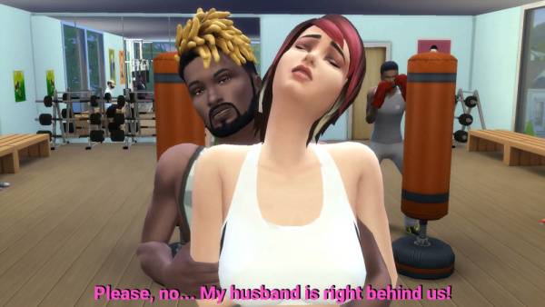 Wife takes on two men in a gym while her husband watches helplessly on adultfans.net