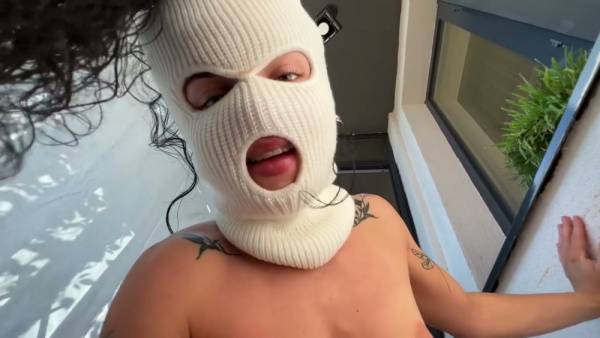 Tattooed brunette takes every inch deep in silent balcony ride on adultfans.net