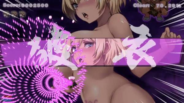 Blonde anime heroine overwhelmed by tentacles and projectiles in a dark fantasy game world on adultfans.net