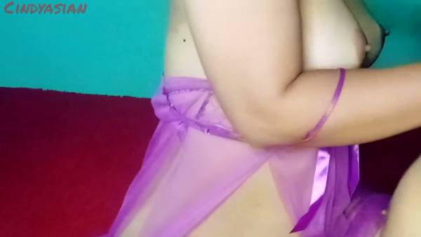 Malaysian girlfriend shares passionate kisses and intimate moments in sheer purple babydoll - Malaysia on adultfans.net