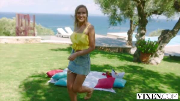 Blonde woman takes a large cock from behind by the pool on vacation on adultfans.net