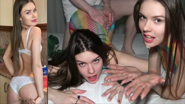 Petite student rides her partner in the kitchen before taking a facial on adultfans.net