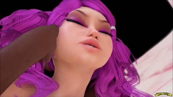 3D hentai fantasy with purple-haired beauty fingering dark-skinned vixen before oral encounter on adultfans.net