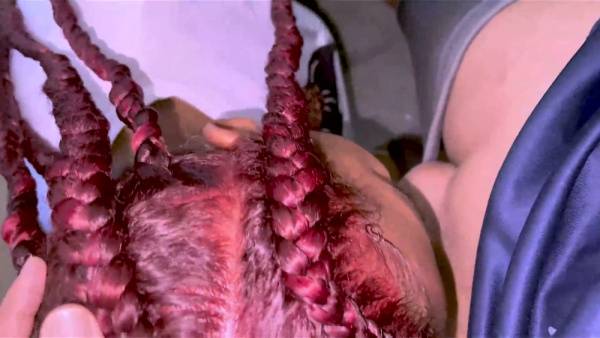 Curvy ebony beauty with red braids submits to rough domination and deepthroat on adultfans.net