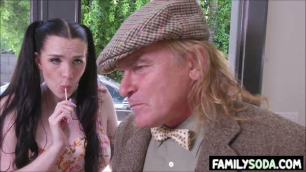 Brunette step-granddaughter tempts older man in forbidden family encounter on adultfans.net