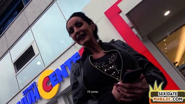 Mature woman meets stranger for intense car encounter on city streets on adultfans.net