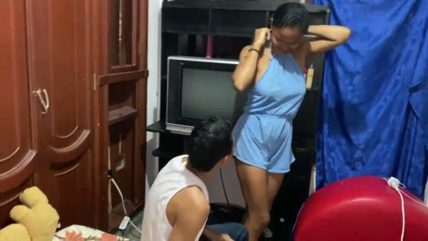 Latina steps into her stepdad's room while cleaning and sparks a heated interracial encounter on adultfans.net
