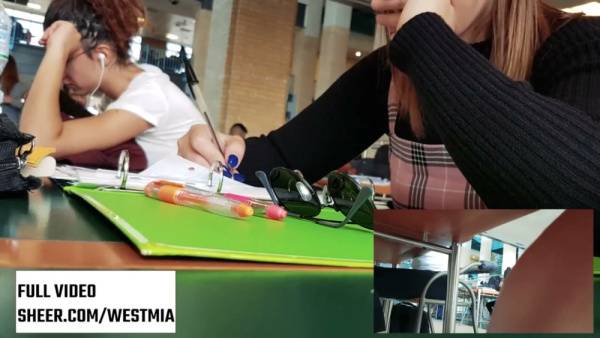 She tests her Bluetooth vibrator in a public space while monitored on screen on adultfans.net