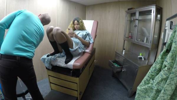 Blonde patient with hairy pussy undergoes intimate medical exam on adultfans.net