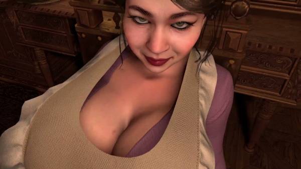 Voluptuous maid in purple dress takes him deep after pleasuring him orally in 3D fantasy on adultfans.net