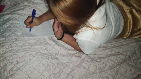 Petite brunette with blonde highlights shares intimate moments in bed on adultfans.net