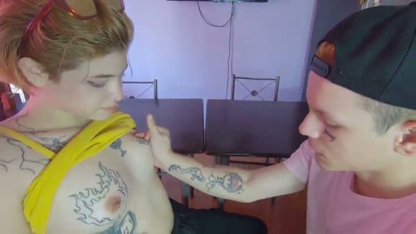 Tattooed neighbor rides passion in the dining room with deep throat and doggy style on adultfans.net