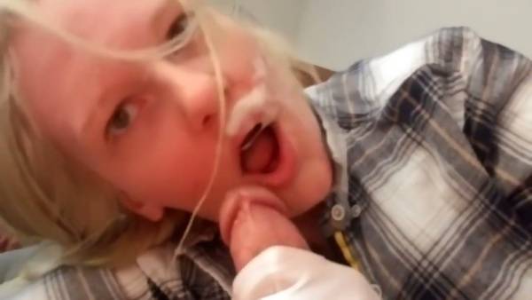 Blonde MILF gives a white-gloved handjob and blowjob ending in a messy facial on adultfans.net
