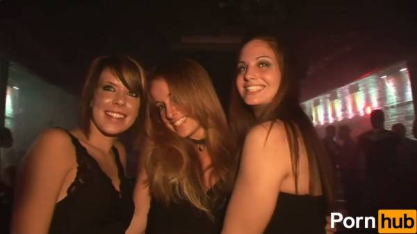 College girls dance in fishnets at a wild public party on adultfans.net
