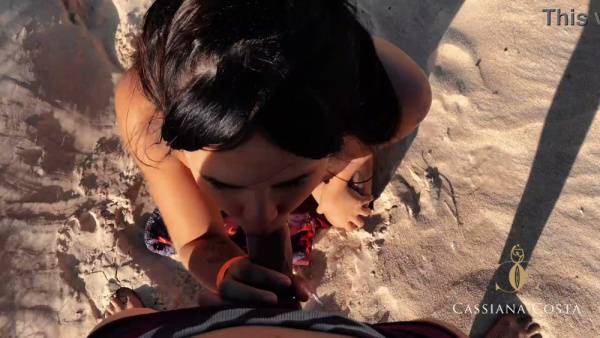 Blonde Brazilian beauty rides his face on the beach and swallows his load - Brazil on adultfans.net