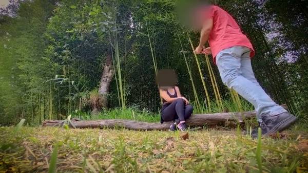 Yoga girl cheats on her partner with a stranger in a bamboo forest on adultfans.net