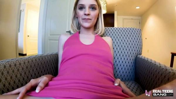 Blonde Maria Anjel auditions with bold poses and takes charge in cowgirl on adultfans.net