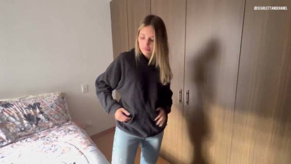 Two passionate Latinas lose themselves in intimate fingering and grinding on a floral bed on adultfans.net