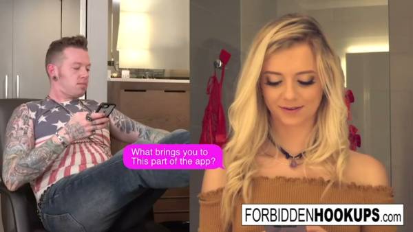 Blonde Riley rides her tattooed stepbrother in their sunlit backyard and takes his cumshot on her face on adultfans.net