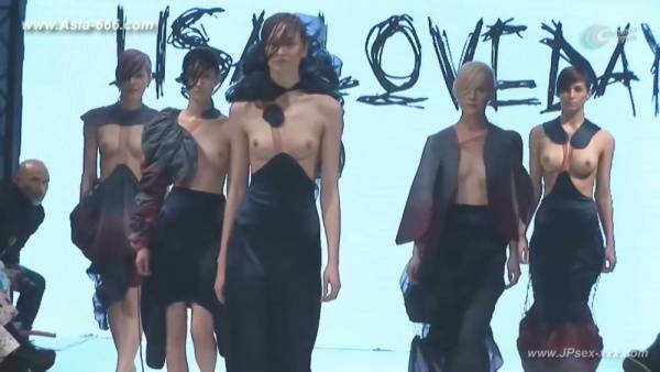 Blonde models strut the runway in sheer lingerie at a bold public fashion show on adultfans.net