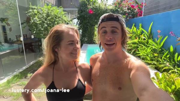 Polish and Brazilian lovers meet for steamy poolside striptease and anal play - Brazil - Poland on adultfans.net